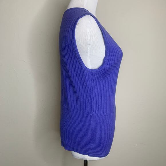 Purple Ribbed Sweater Shell Sleeveless Sz Large - Picture 4 of 7